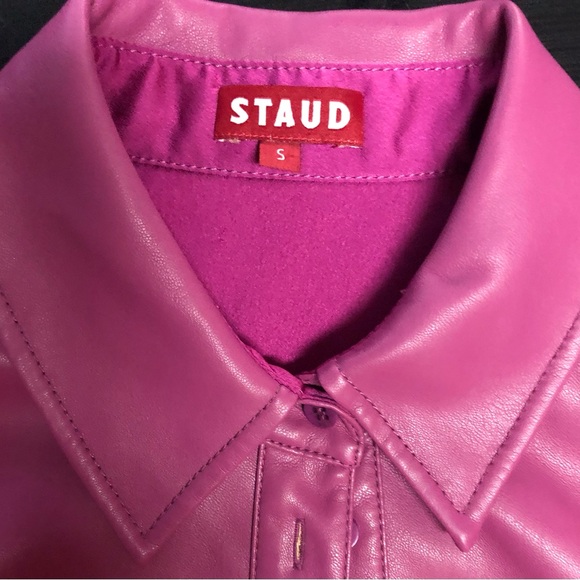 STAUD Button Down pink pleather/polyester jacket - Picture 3 of 5